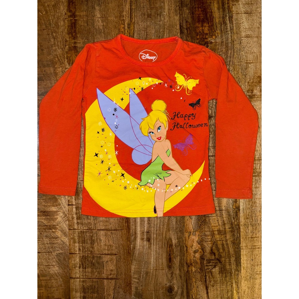 Disney Tinker Bell Happy Halloween Orange Long Sleeve Shirt Girls 5T 6599T